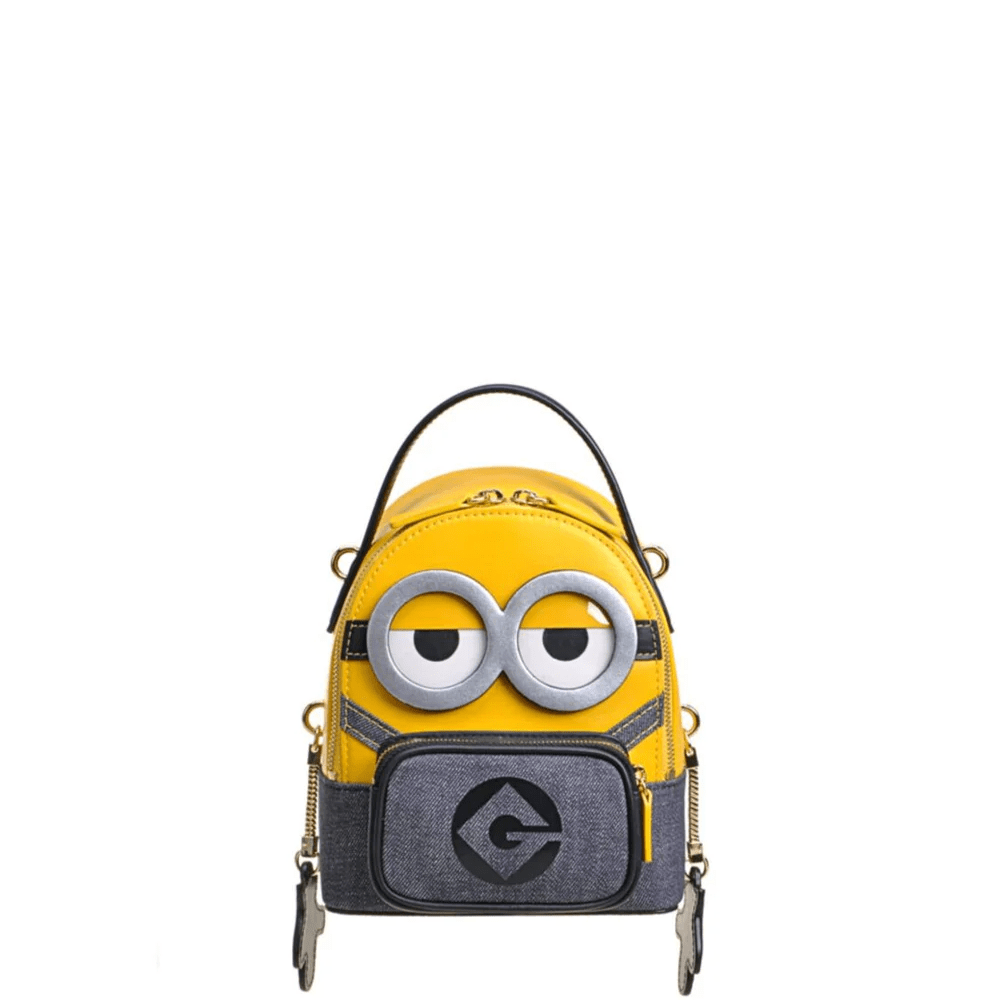 Fion Minions Jacquard with Leather Backpack Medium - FAAFIPJ029YLWDBLZZ - Metro Singapore Departmental Store - Celebrating 69 Years in SG