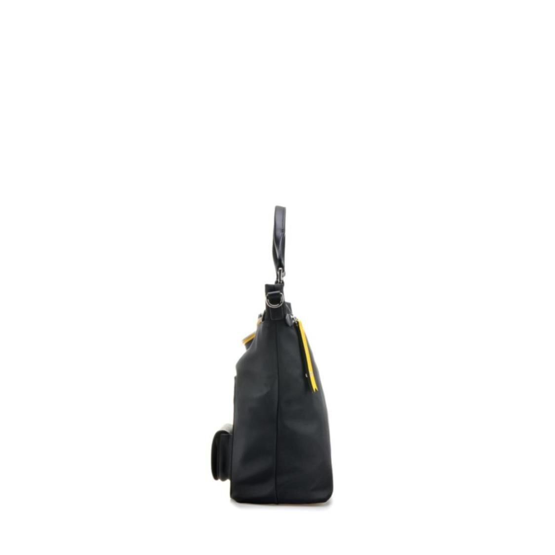 Fion Minions Jacquard with Leather Top Handle Handbag - FAAFIMV004BLKYLWZZ - Metro Singapore Departmental Store - Celebrating 69 Years in SG