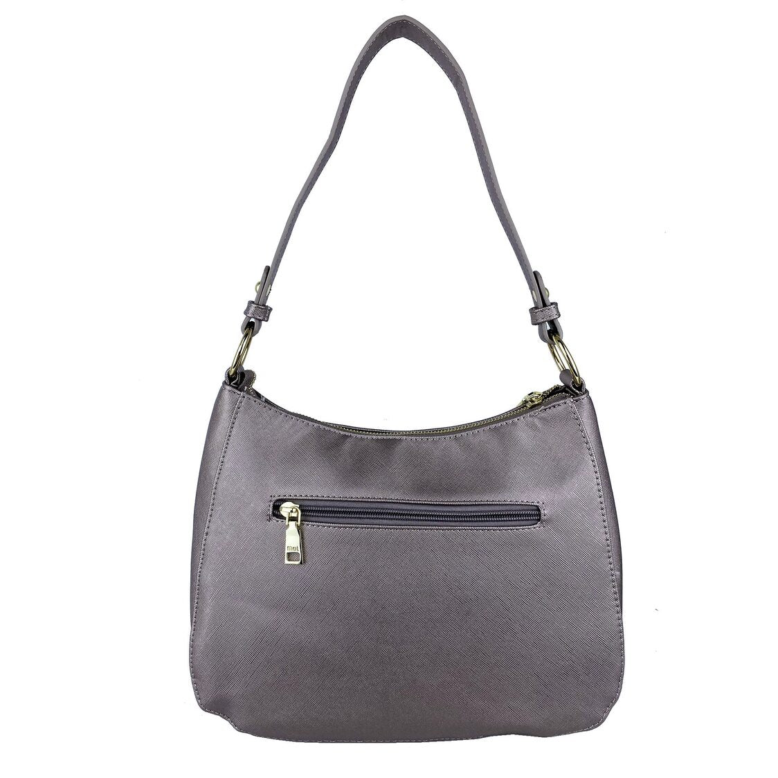 Mel&Co Saffiano-Effect Curve Top Single handle Shoulder Bag