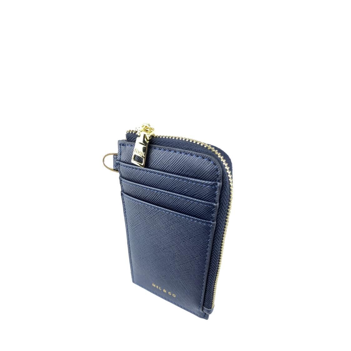 Mel&Co Saffiano-Effect L-Zip Lanyard Card Holder
