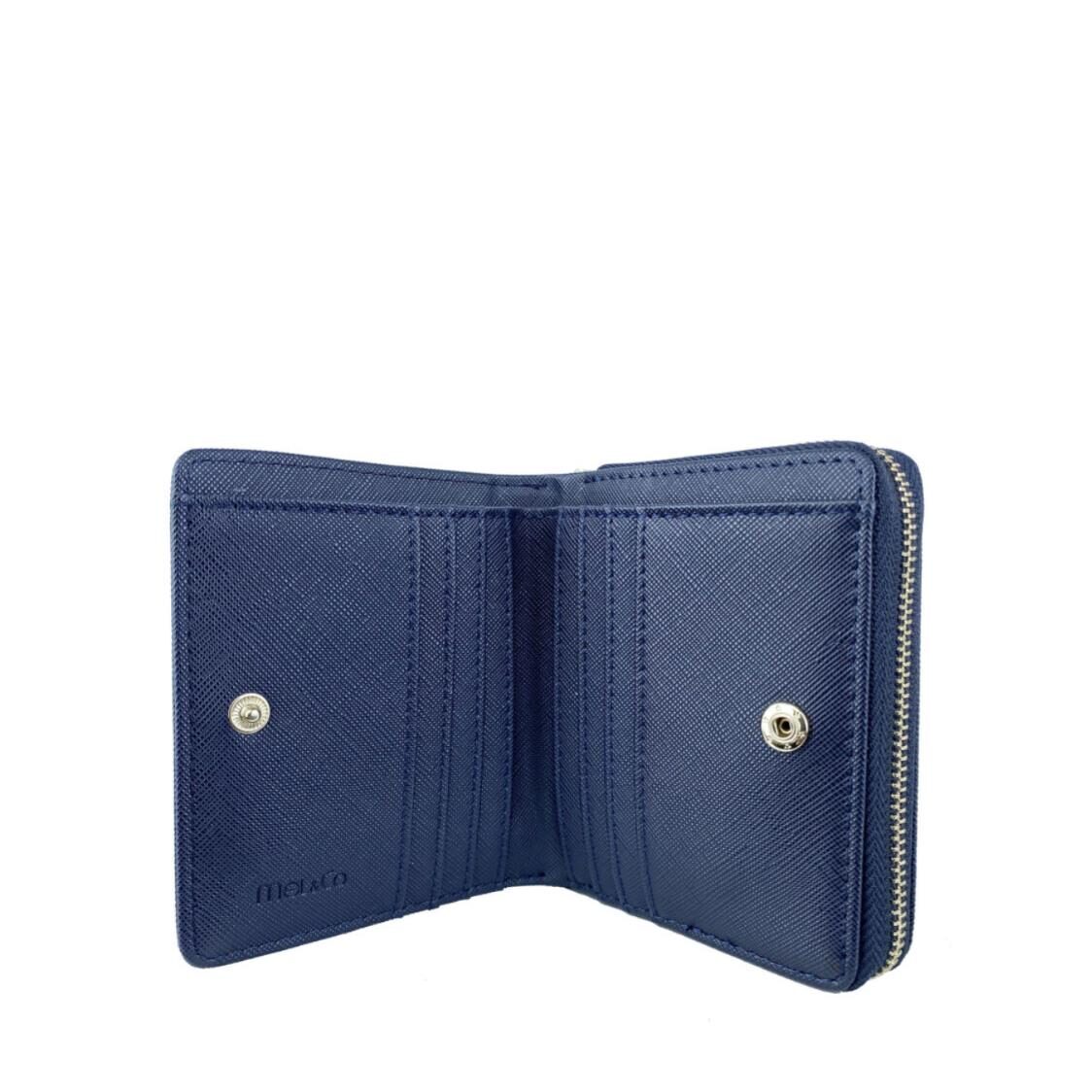 Mel&Co Saffiano-Effect Bifold Zip Coin Card Wallet