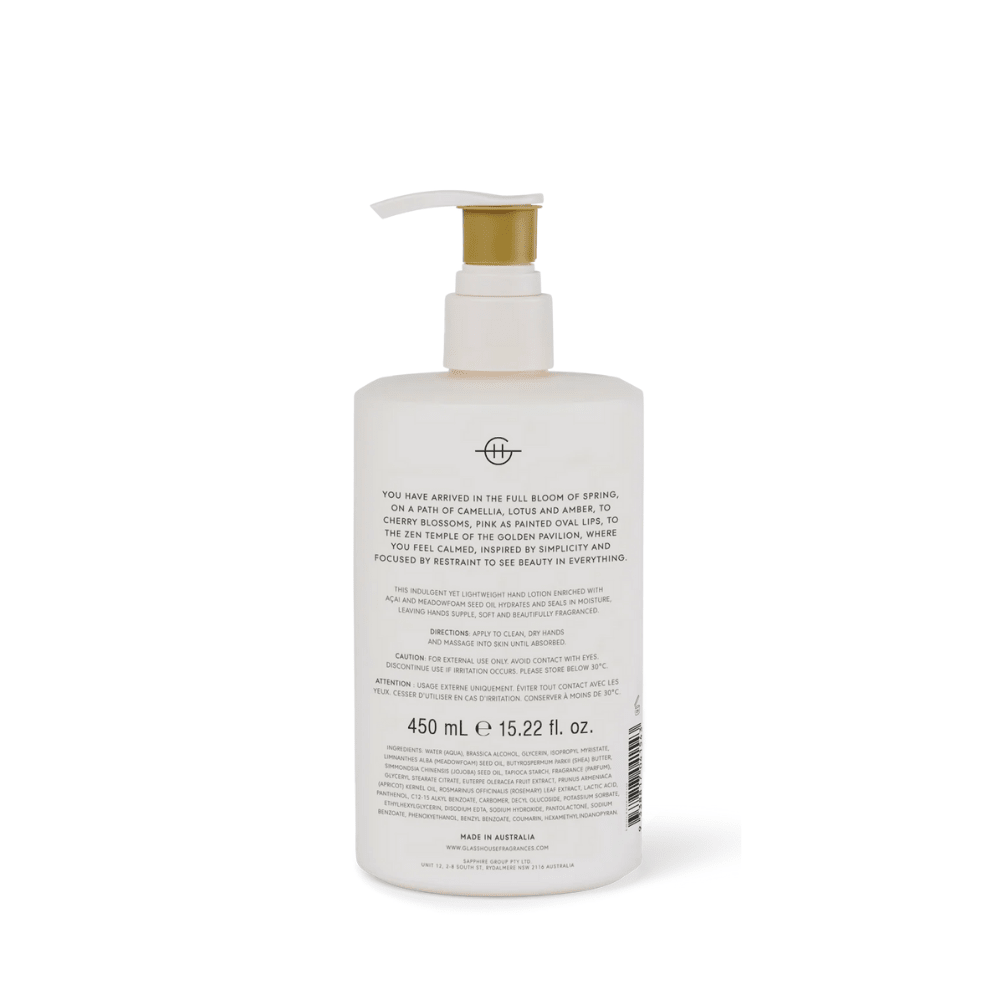 Glasshouse Fragrances Hand Lotion 450ml - Metro Singapore Departmental Store - Celebrating 69 Years in SG