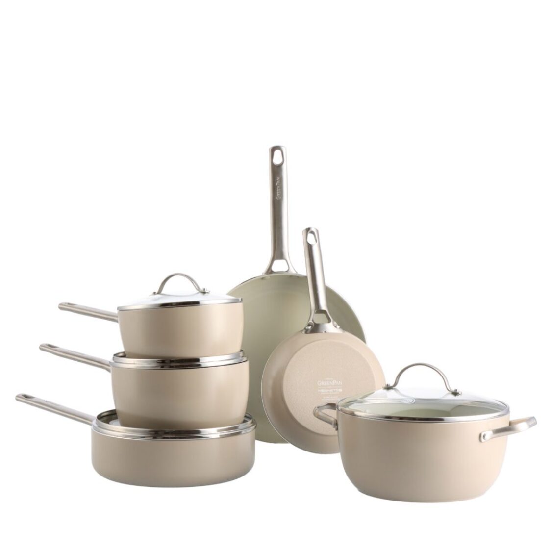 Greenpan Padova 6pcs Ceramic Cookware Set - Taupe GPPA005020 - Metro Singapore Departmental Store - Celebrating 69 Years in SG