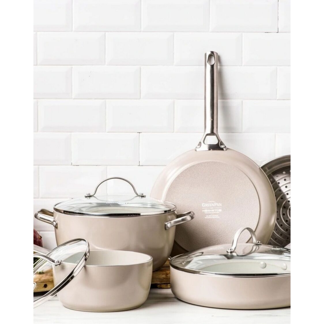 Greenpan Padova Healthy Ceramic 5pcs Cooking Set - Beige GPPA014916 - Metro Singapore Departmental Store - Celebrating 69 Years in SG