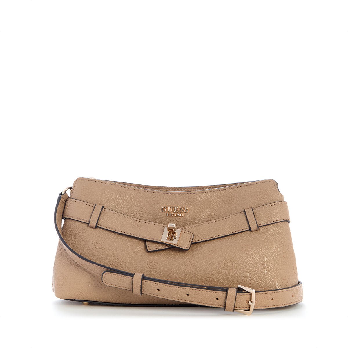 Guess Ella Logo Girlfriend Crossbody - Beige Logo - Metro Singapore Departmental Store - Celebrating 69 Years in SG