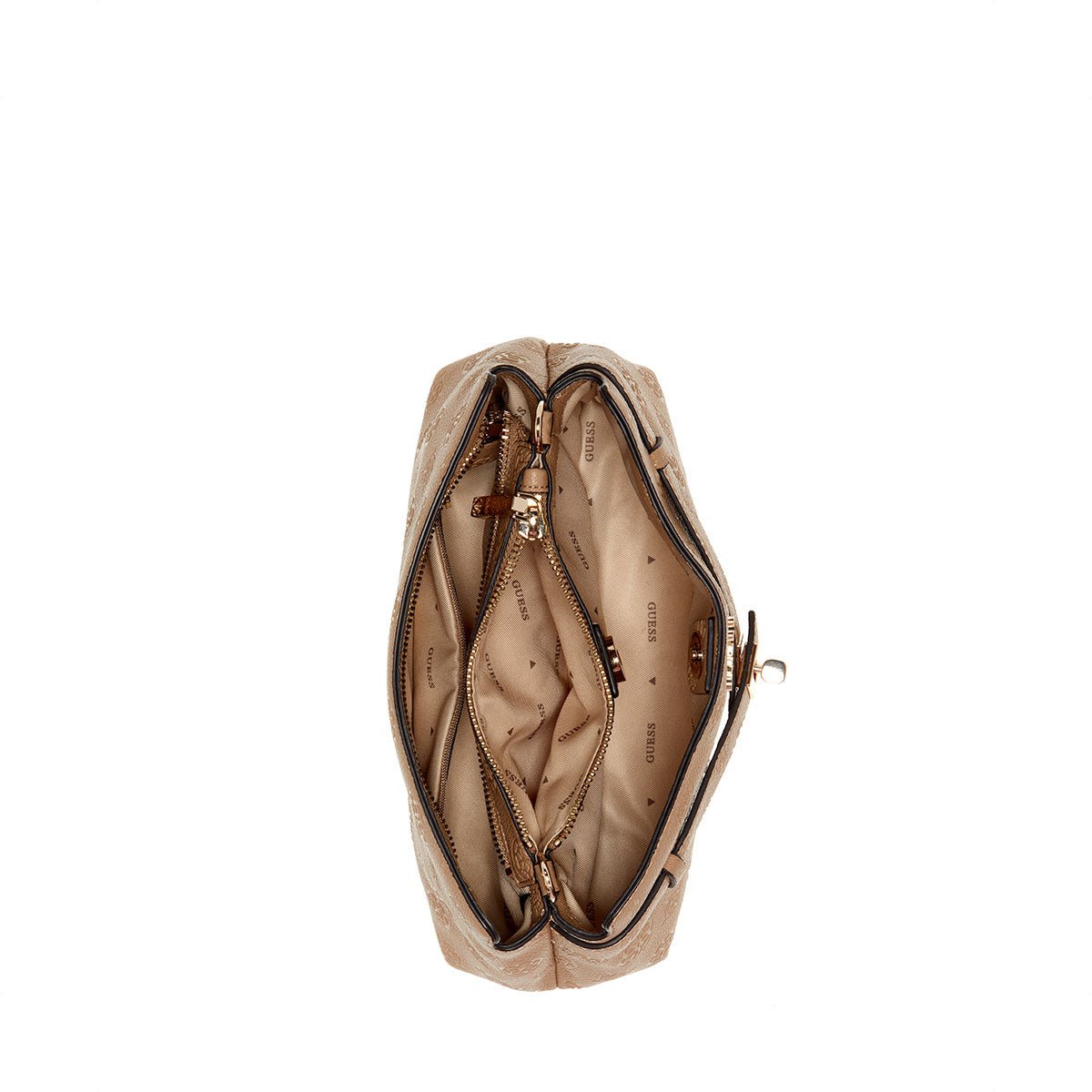 Guess Ella Logo Girlfriend Crossbody - Beige Logo - Metro Singapore Departmental Store - Celebrating 69 Years in SG