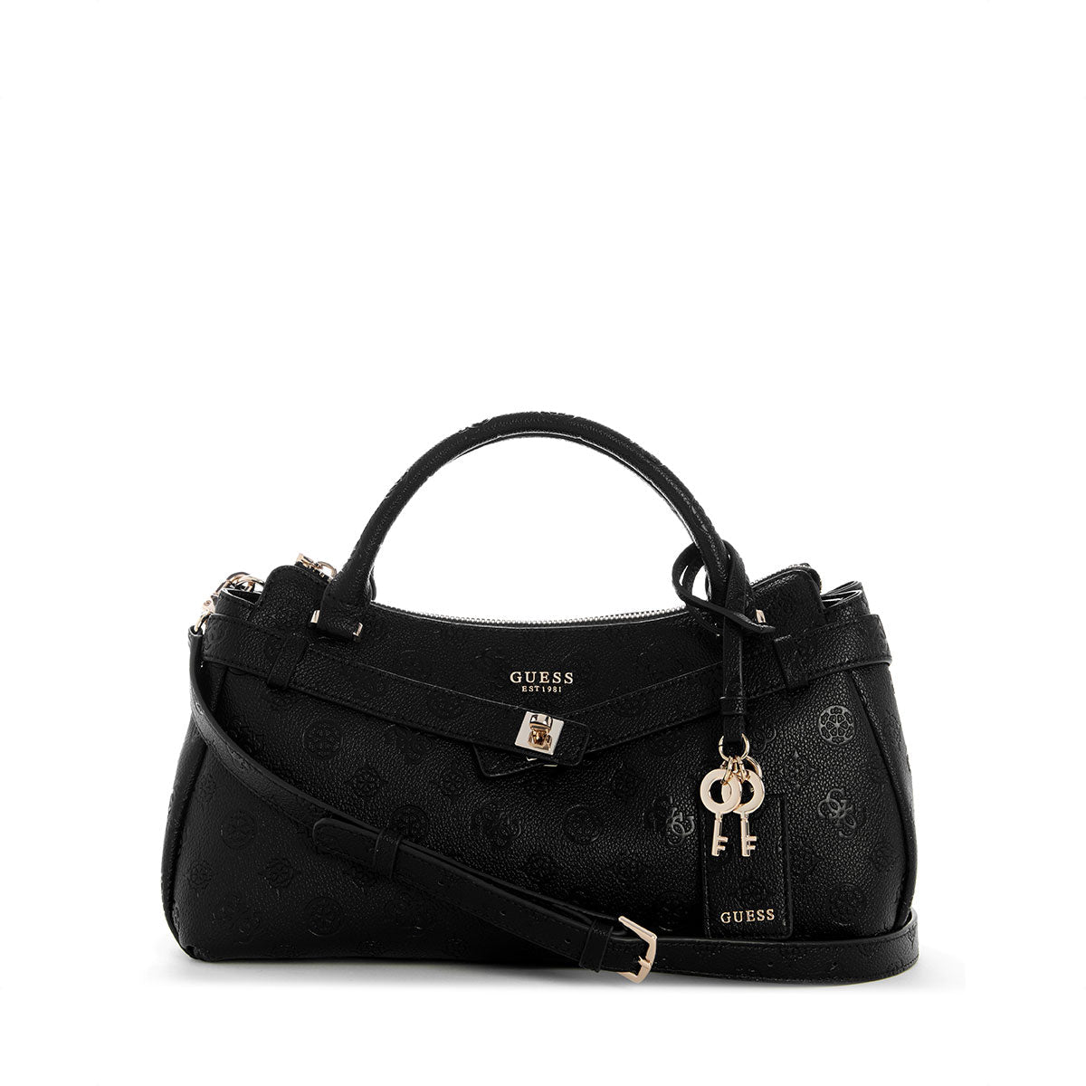 Guess Ella Logo Girlfriend Satchel - Black Logo - Metro Singapore Departmental Store - Celebrating 69 Years in SG