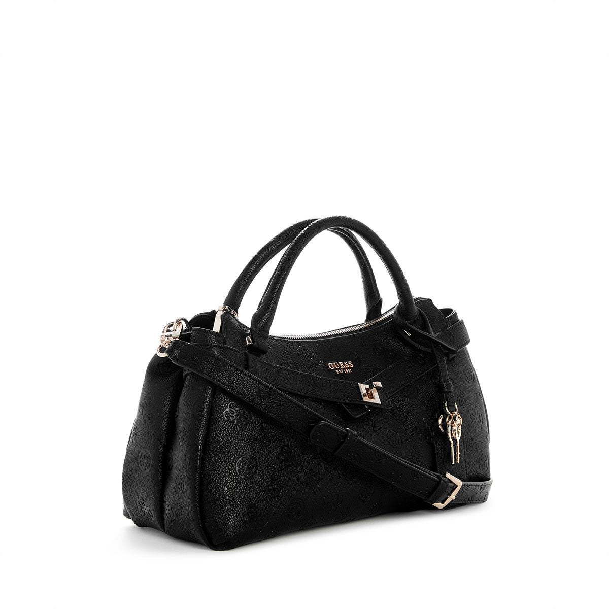 Guess Ella Logo Girlfriend Satchel - Black Logo - Metro Singapore Departmental Store - Celebrating 69 Years in SG
