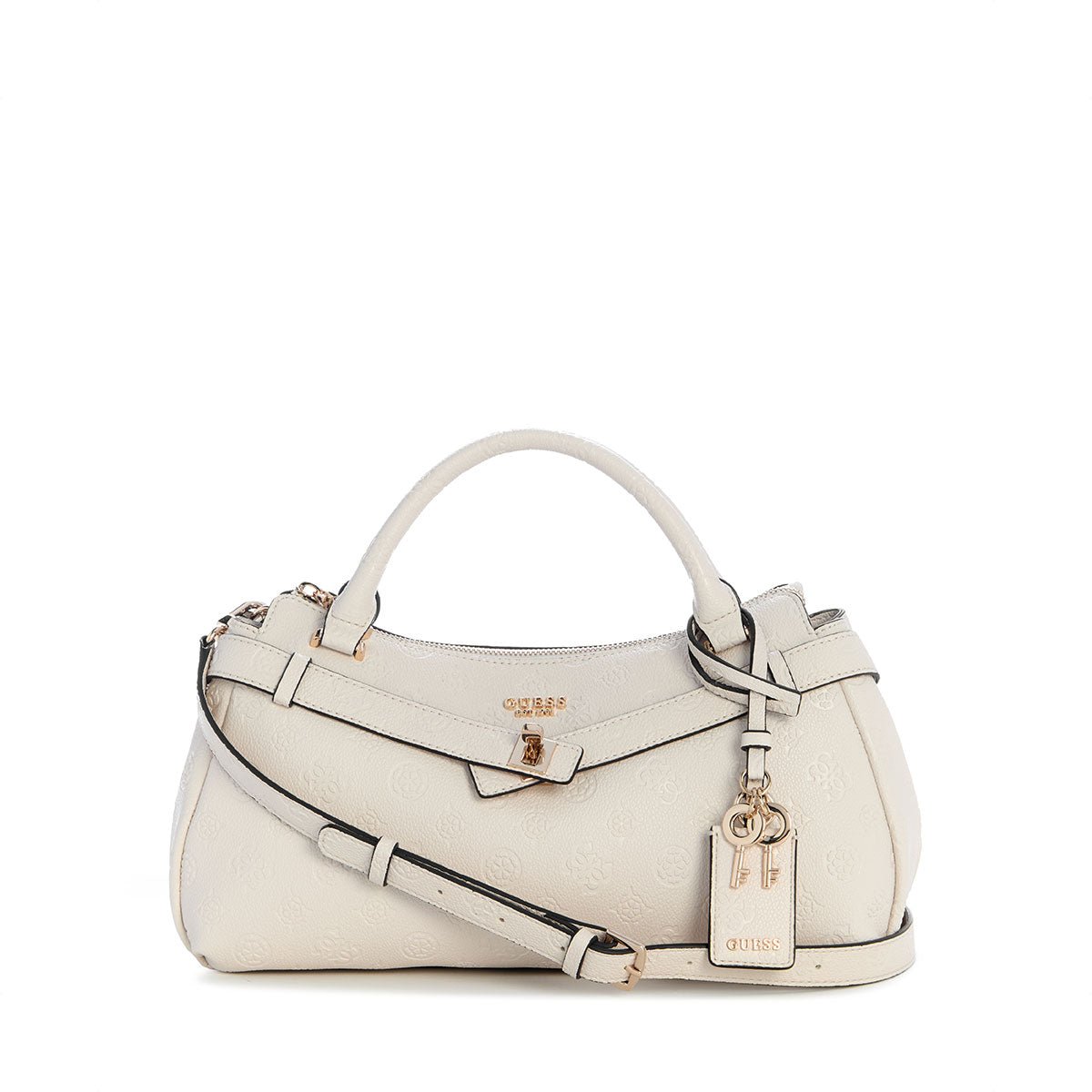 Guess Ella Logo Girlfriend Satchel - Stone Logo - Metro Singapore Departmental Store - Celebrating 69 Years in SG