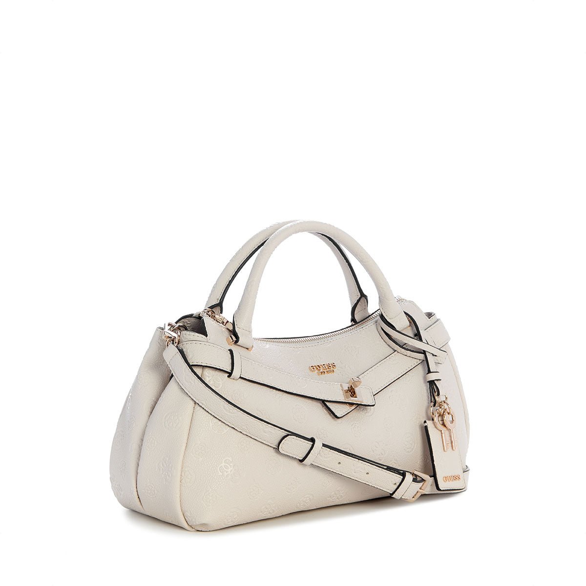 Guess Ella Logo Girlfriend Satchel - Stone Logo - Metro Singapore Departmental Store - Celebrating 69 Years in SG