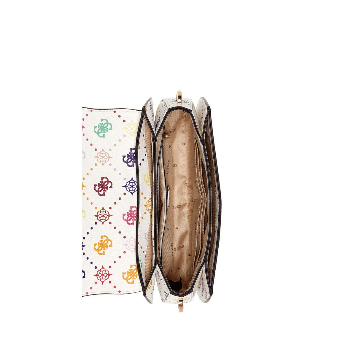 Guess Emelie Logo Flap Shoulder Bag - multi Logo - Metro Singapore Departmental Store - Celebrating 69 Years in SG