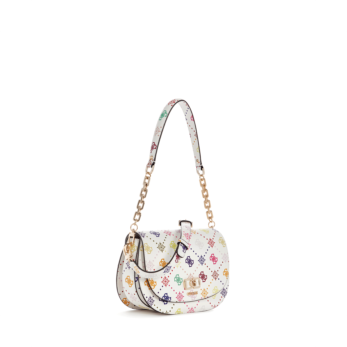 Guess Emelie Logo Flap Shoulder Bag - multi Logo - Metro Singapore Departmental Store - Celebrating 69 Years in SG
