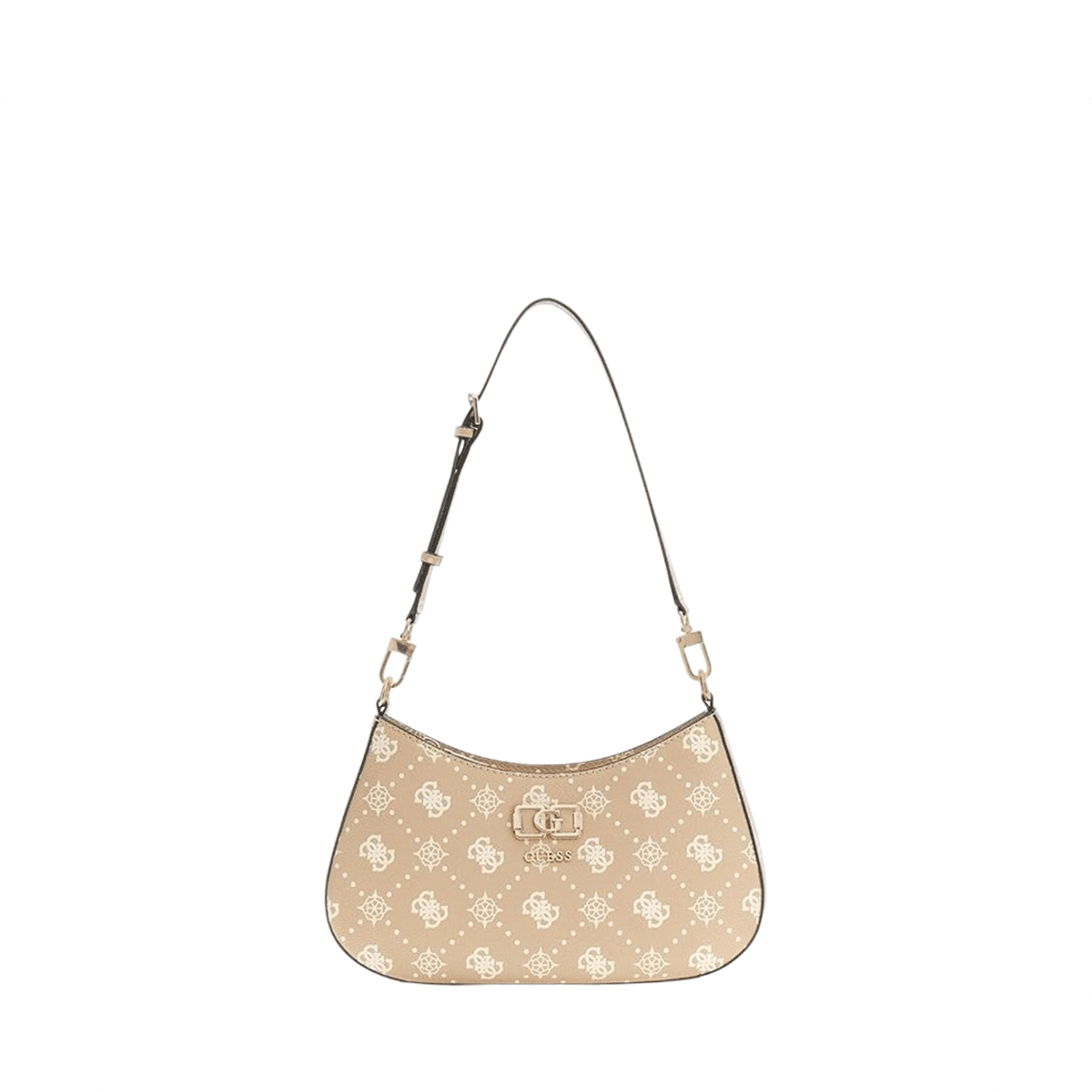 Guess Emelie Logo Top ZIP Shldr Bag - biscotti Logo - Metro Singapore Departmental Store - Celebrating 69 Years in SG