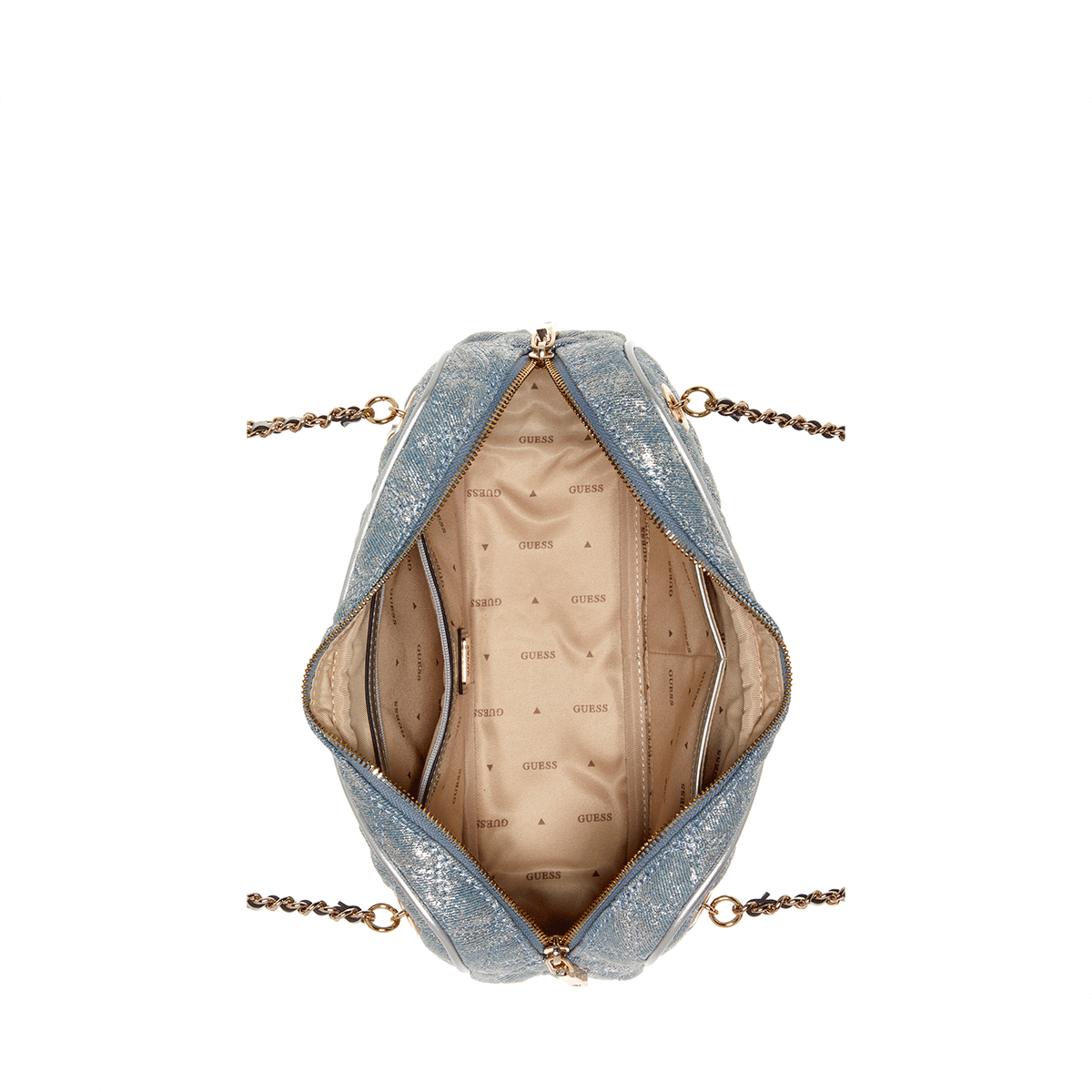 Guess Giully Ii Shoulder Satchel - metallic Denim - Metro Singapore Departmental Store - Celebrating 69 Years in SG