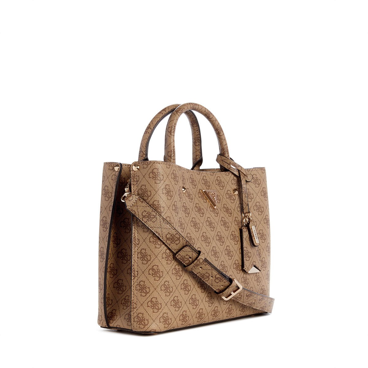 Guess Meridian II Girlfriend Satchel - Latte Logo - Metro Singapore Departmental Store - Celebrating 69 Years in SG
