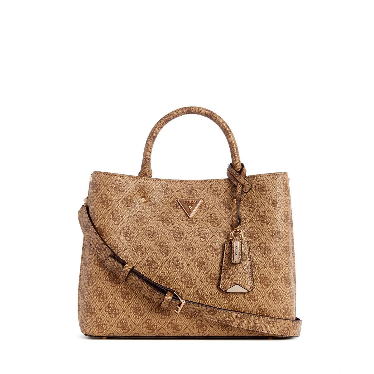 Guess Meridian II Girlfriend Satchel - Latte Logo - Metro Singapore Departmental Store - Celebrating 69 Years in SG