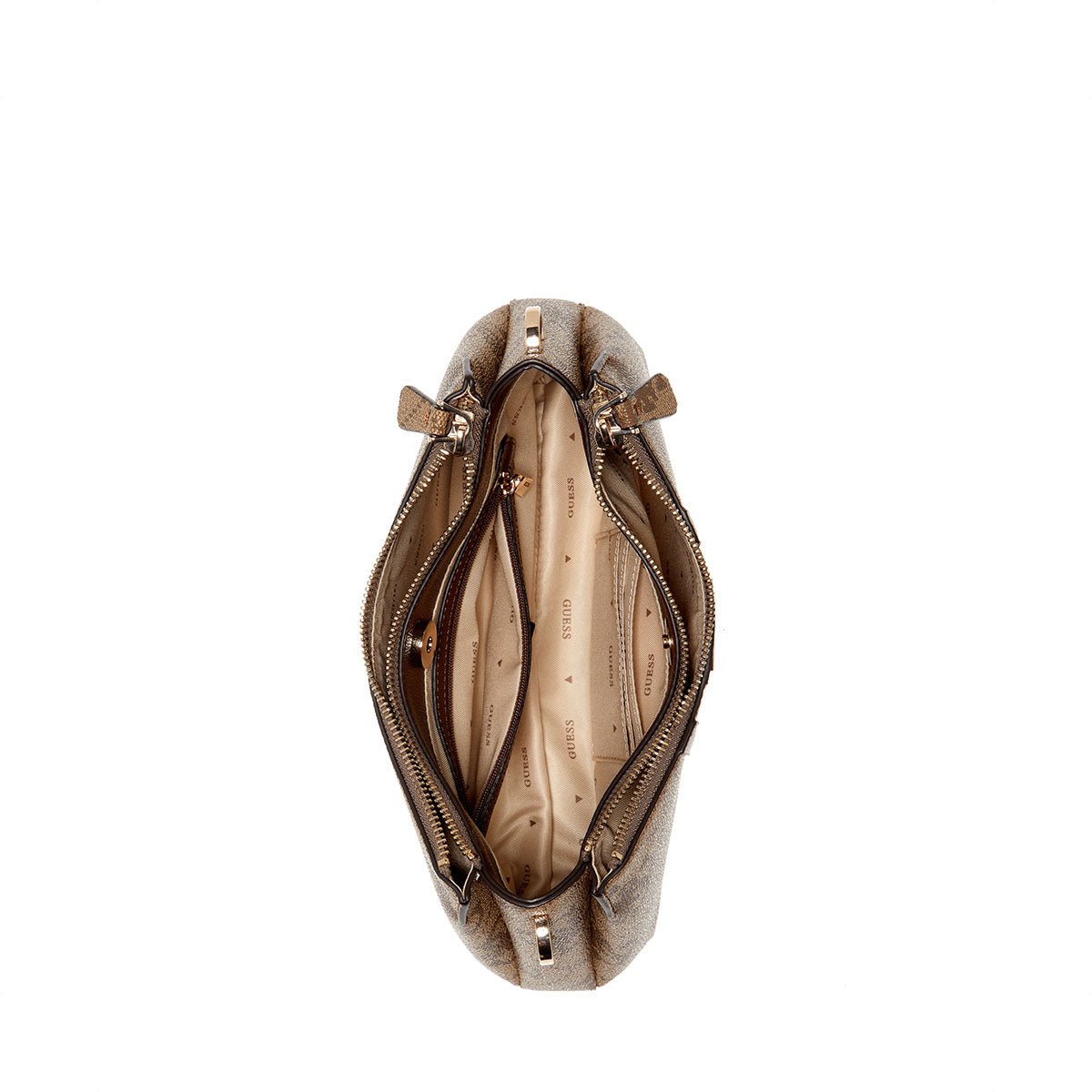 Guess Noelle II 3 Comp Shoulder Crossbody - Latte Logo/Brown - Metro Singapore Departmental Store - Celebrating 69 Years in SG