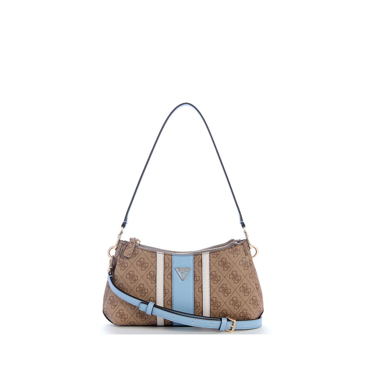 Guess Noelle II 3 Comp Shoulder Crossbody - Latte Logo/Light Blue - Metro Singapore Departmental Store - Celebrating 69 Years in SG