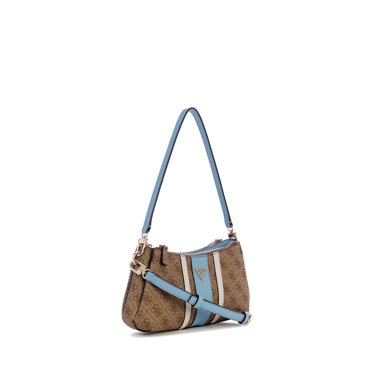 Guess Noelle II 3 Comp Shoulder Crossbody - Latte Logo/Light Blue - Metro Singapore Departmental Store - Celebrating 69 Years in SG