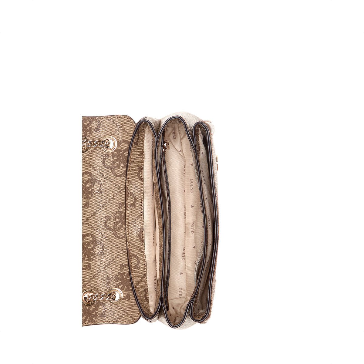 Guess Noelle II Convertible Crossbody Flap - Latte Logo/Brown - Metro Singapore Departmental Store - Celebrating 69 Years in SG
