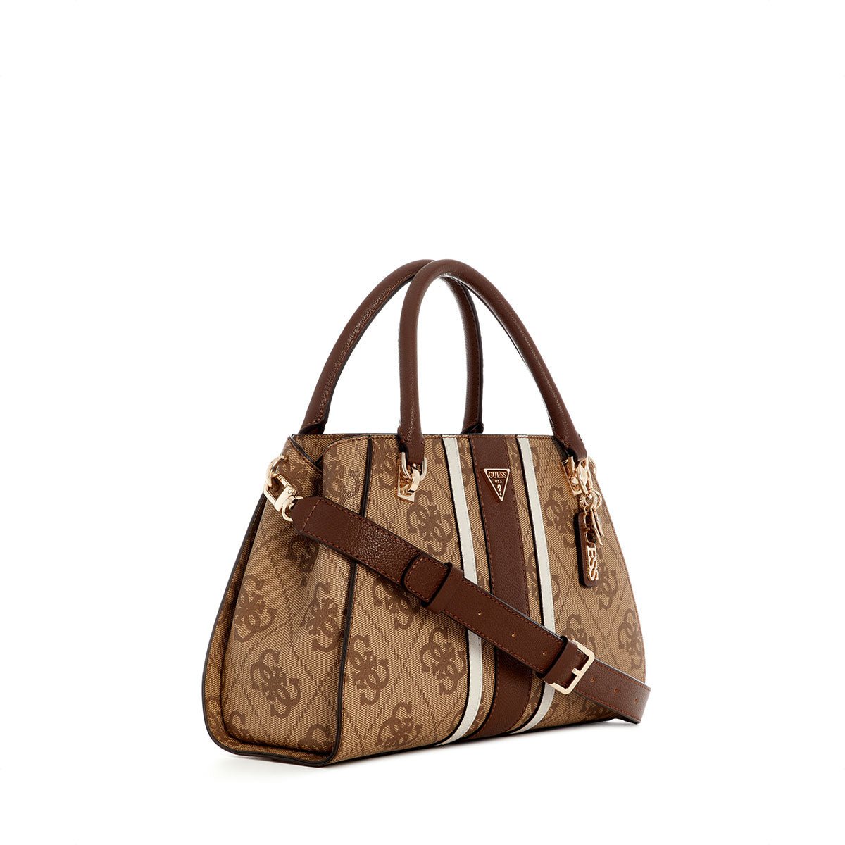Guess Noelle II Luxury Satchel - Latte Logo/Brown - Metro Singapore Departmental Store - Celebrating 69 Years in SG