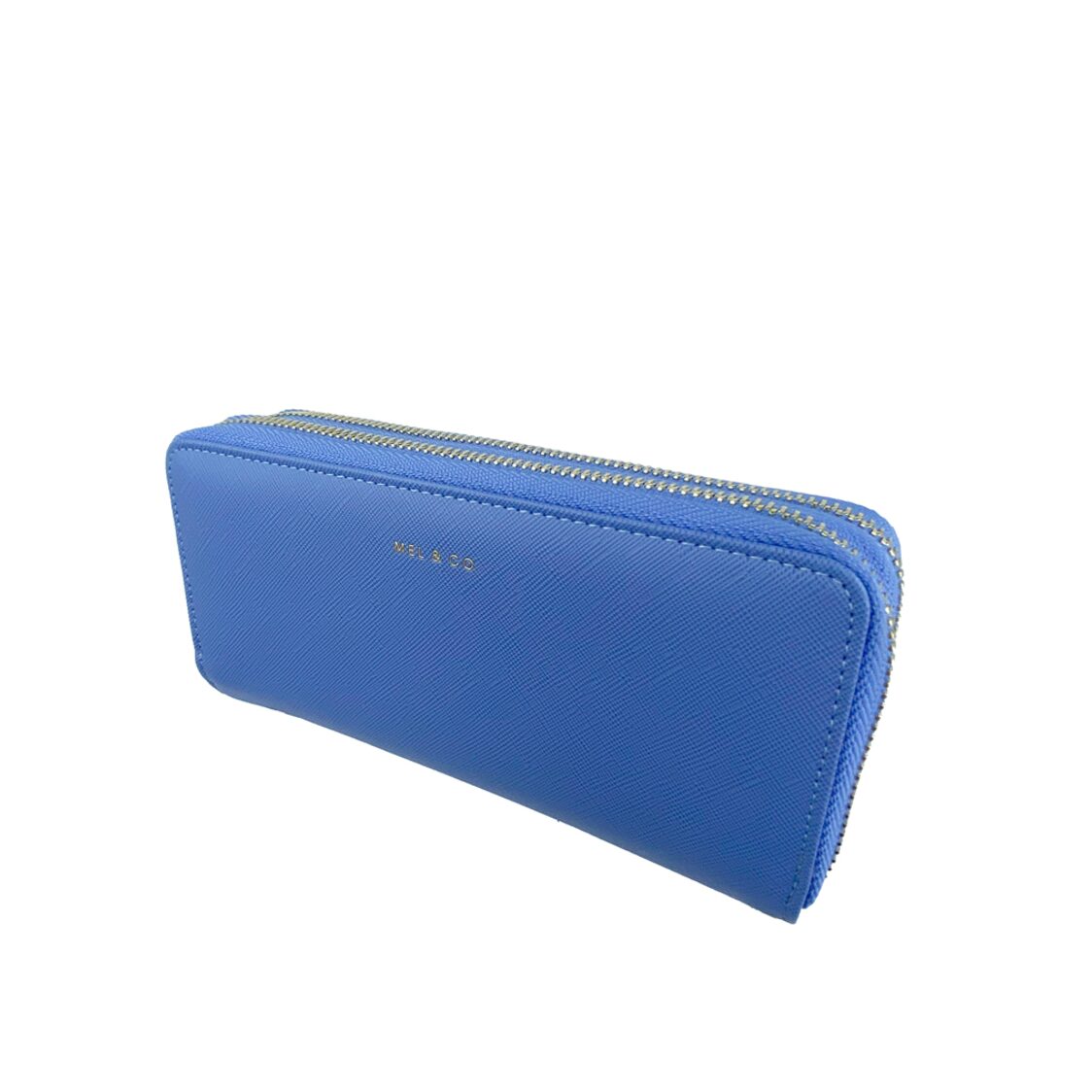 Mel&Co Saffiano-Effect Double Zip-Around Large Wallet With Wrist Strap