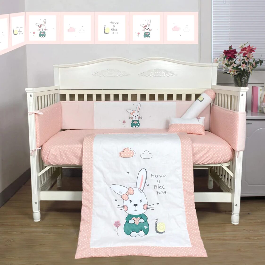 Happy Cot Bedding Set - Have a Nice Day (5pcs) - Metro Singapore Departmental Store - Celebrating 69 Years in SG