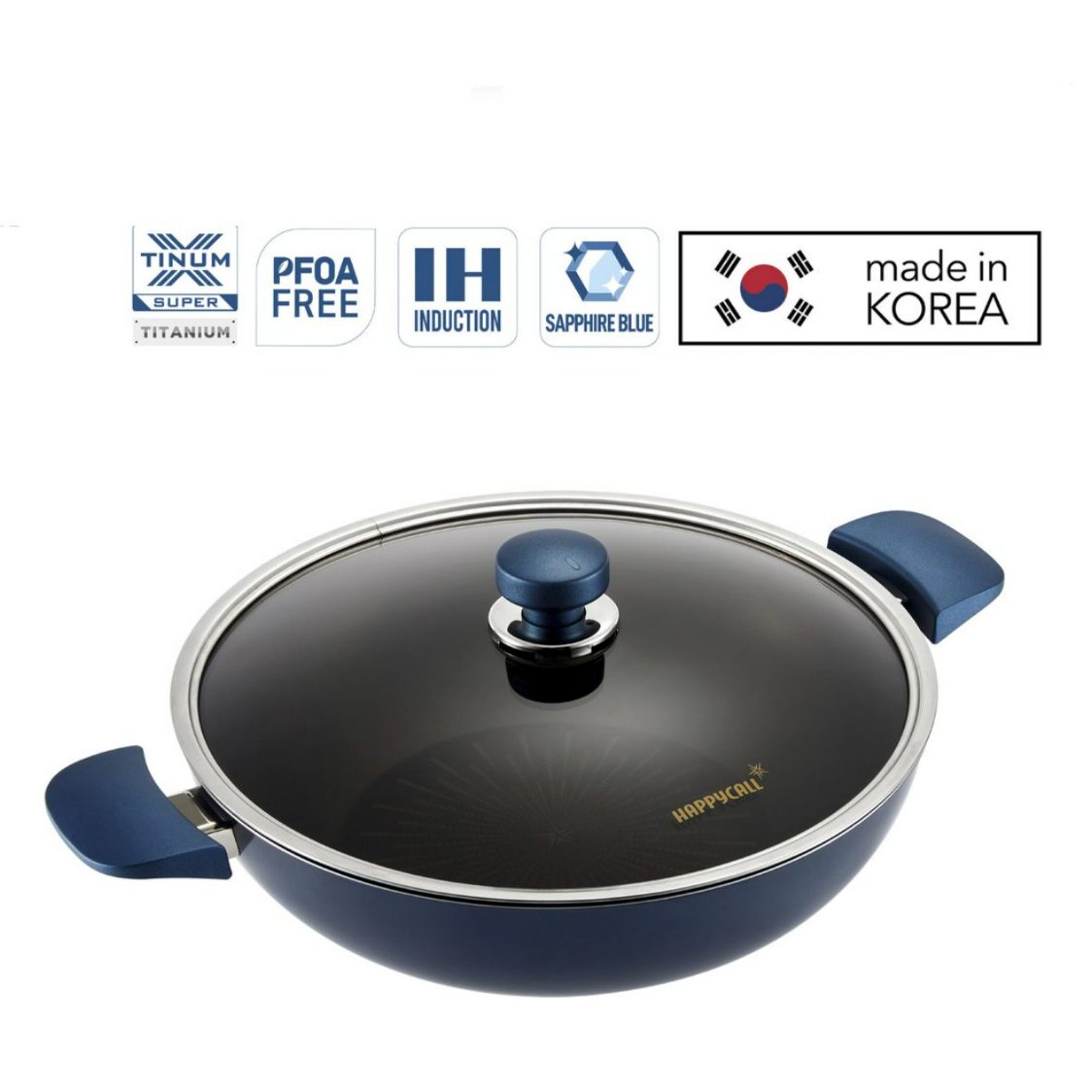 Happycall Classic Titanium IH Die Cast Chef Wok with Glass Lid 32cm 3900 - 0413 - Metro Singapore Departmental Store - Celebrating 69 Years in SG