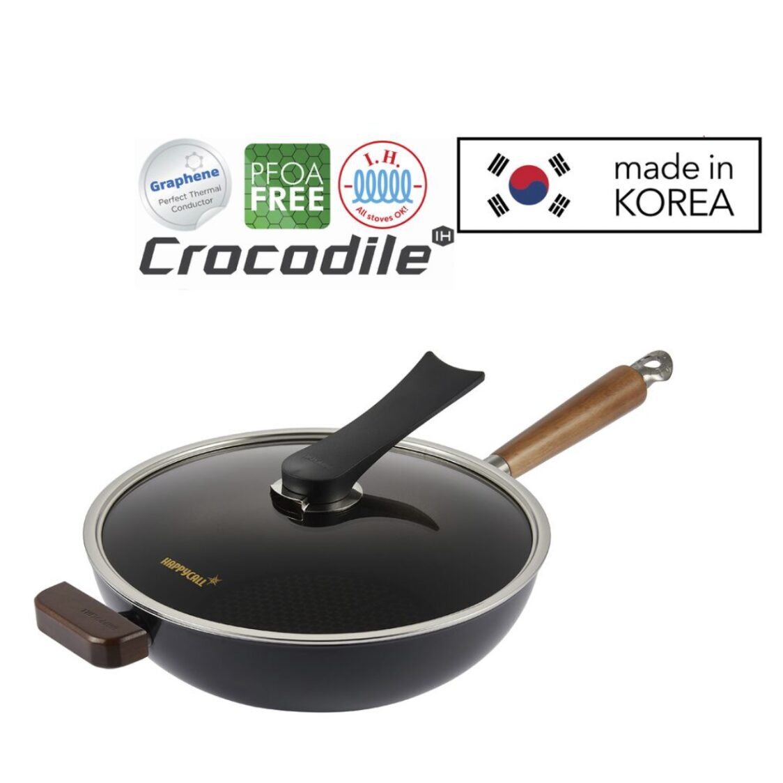 Happycall Crocodile IH Graphene Die Cast Skillet Wok w/ Lid 30cm (3900 - 0375) - Metro Singapore Departmental Store - Celebrating 69 Years in SG