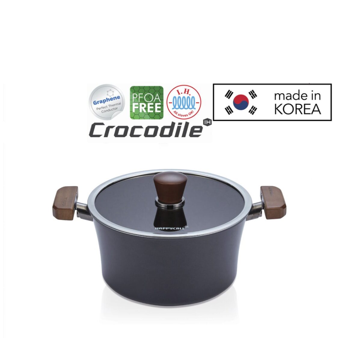 Happycall Crocodile IH Graphene Die Cast Stock Pot 24cm - 4.6L (3003 - 1302) - Metro Singapore Departmental Store - Celebrating 69 Years in SG