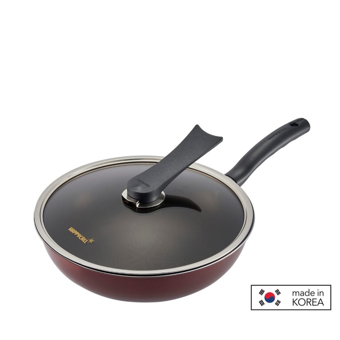 Happycall Solaris Diamond IH 28cm Non - Stick Wok Pan with Glass Lid (3900 - 0563) - Metro Singapore Departmental Store - Celebrating 69 Years in SG