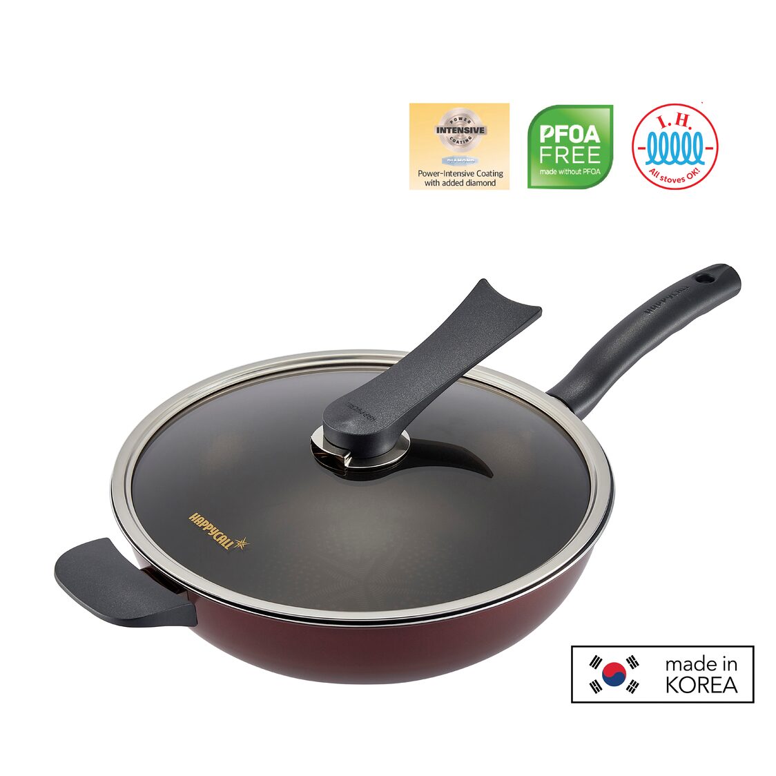 Happycall Solaris Diamond IH 30cm Skillet Wok Pan + Lid (3900 - 0564/4900 - 0153) - Metro Singapore Departmental Store - Celebrating 69 Years in SG