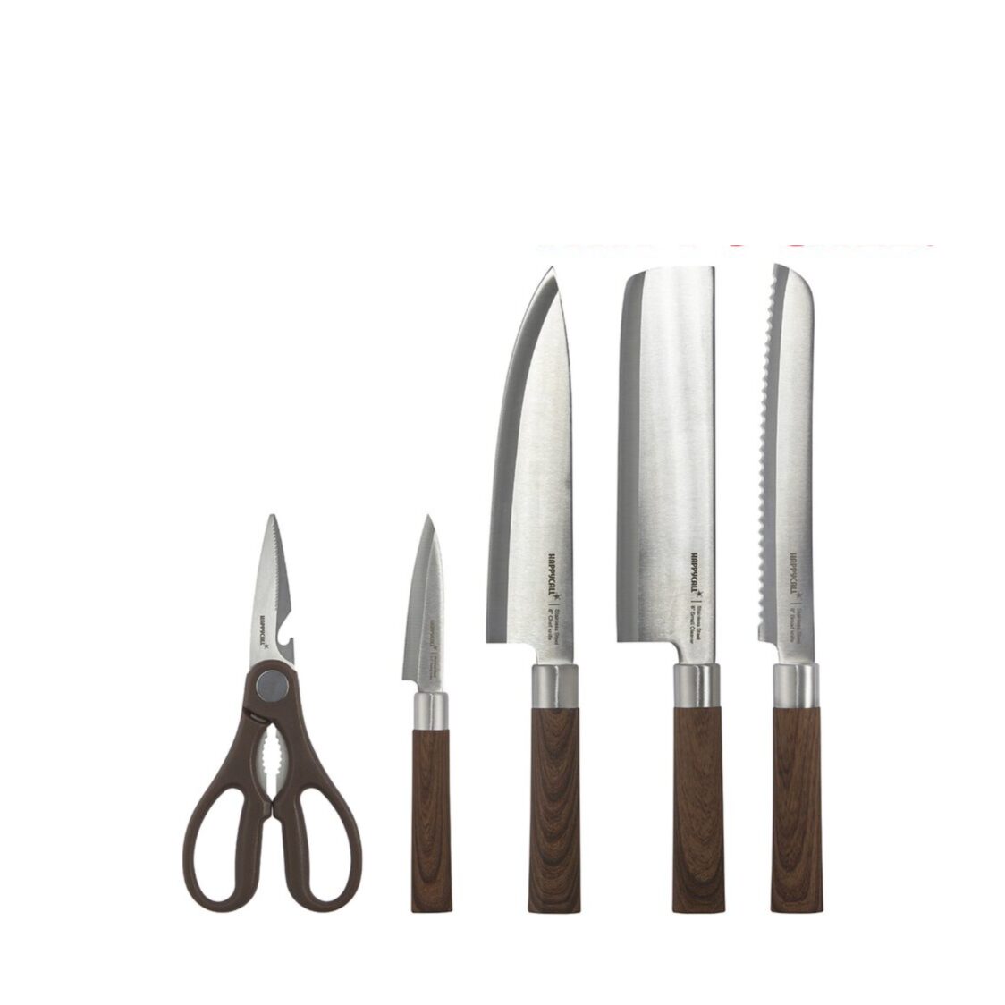 Happycall Woodique 5 - PC Knife & Scissor Set (4900 - 3006) - Metro Singapore Departmental Store - Celebrating 69 Years in SG