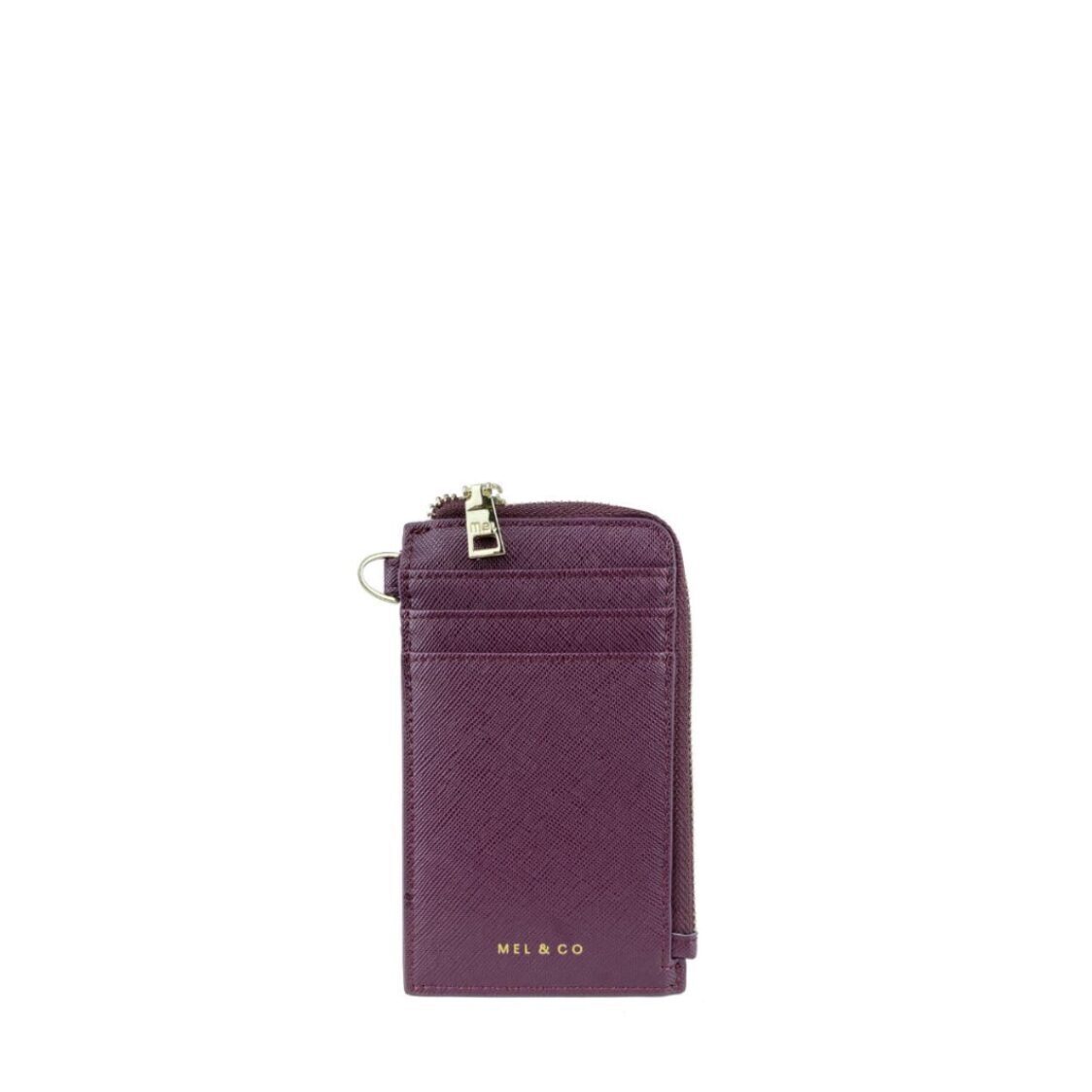 Mel&Co Saffiano-Effect L-Zip Lanyard Card Holder