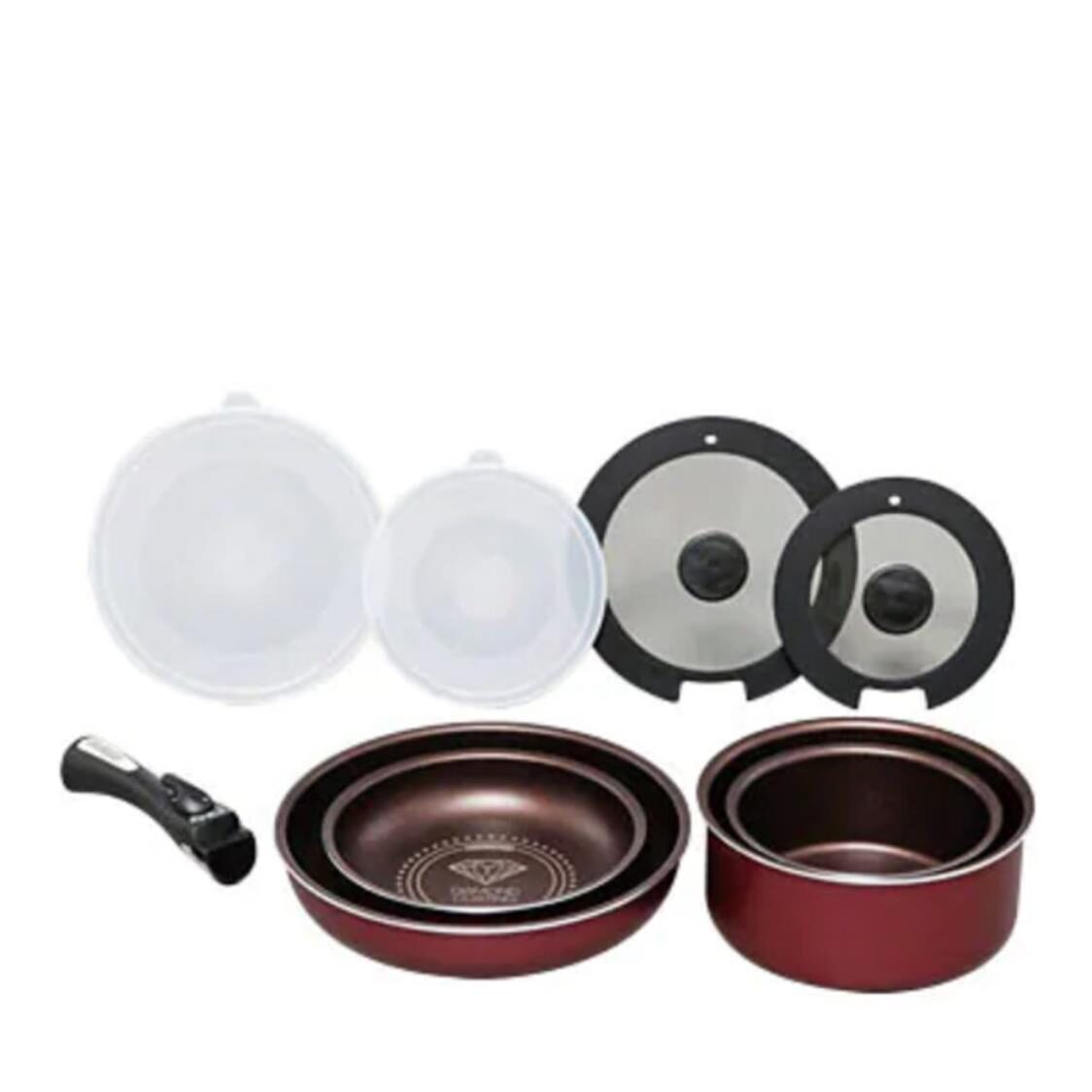 Iris Ohyama Diamond Coating Non Stick Cookware Set 9pcs Set H - IS - SE9 - Metro Singapore Departmental Store - Celebrating 69 Years in SG