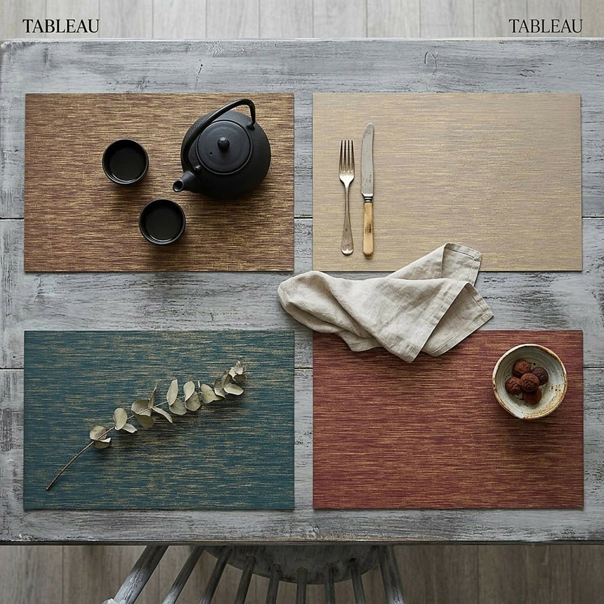 Rapee Glaze Gold Print PU Placemat - 30 x 45 cm - Gold