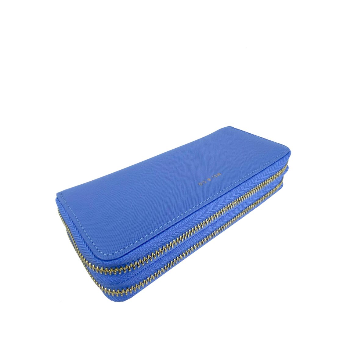 Mel&Co Saffiano-Effect Double Zip-Around Large Wallet With Wrist Strap