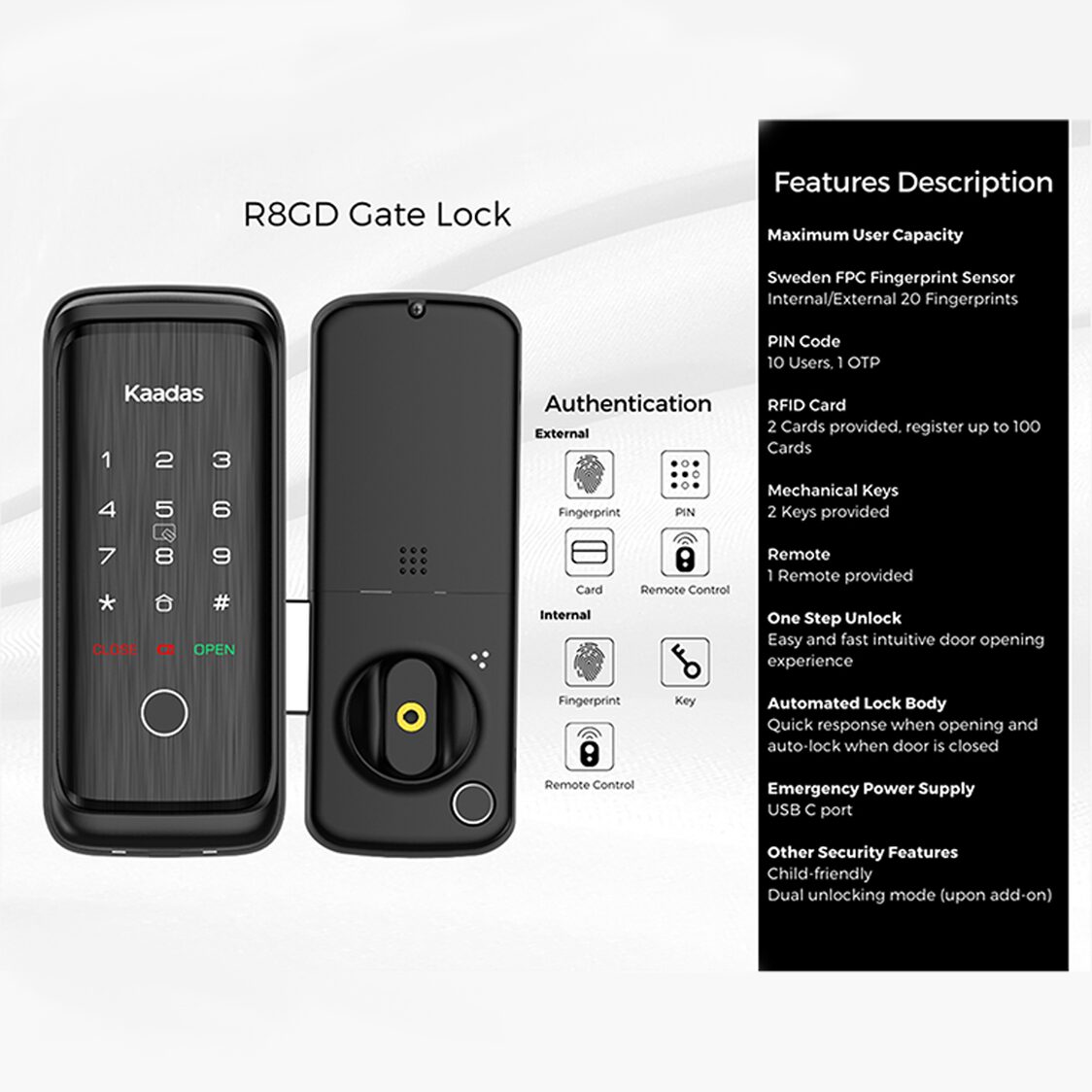 Kaadas K20 Pro Max Black + R8GD Lock Bundle - Metro Singapore Departmental Store - Celebrating 69 Years in SG