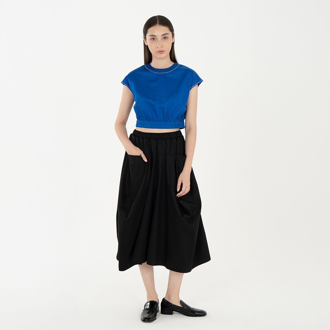 K/Woods Stain Repellent Cropped Top In Blue - Metro Singapore Departmental Store - Celebrating 69 Years in SG