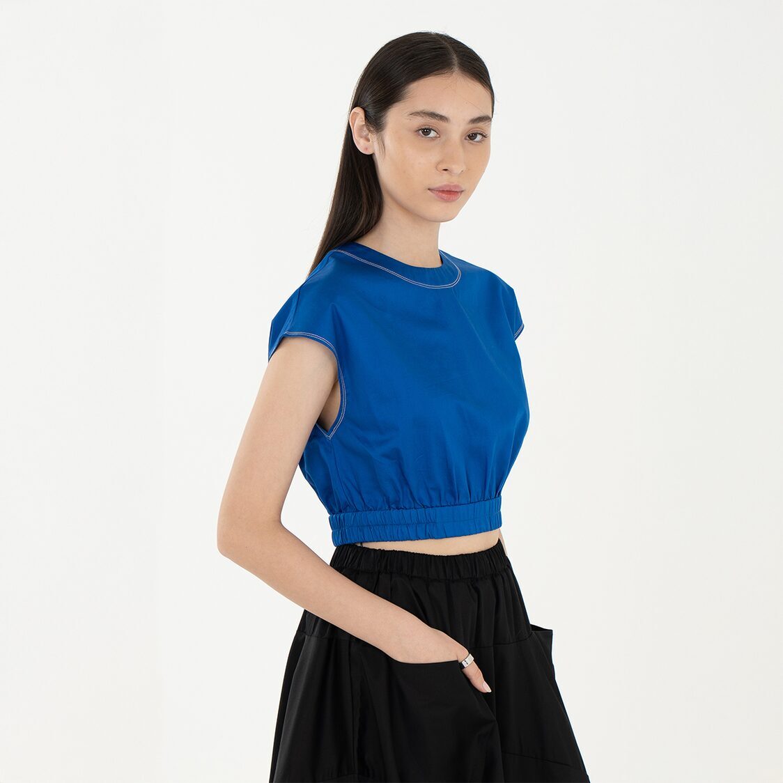 K/Woods Stain Repellent Cropped Top In Blue - Metro Singapore Departmental Store - Celebrating 69 Years in SG