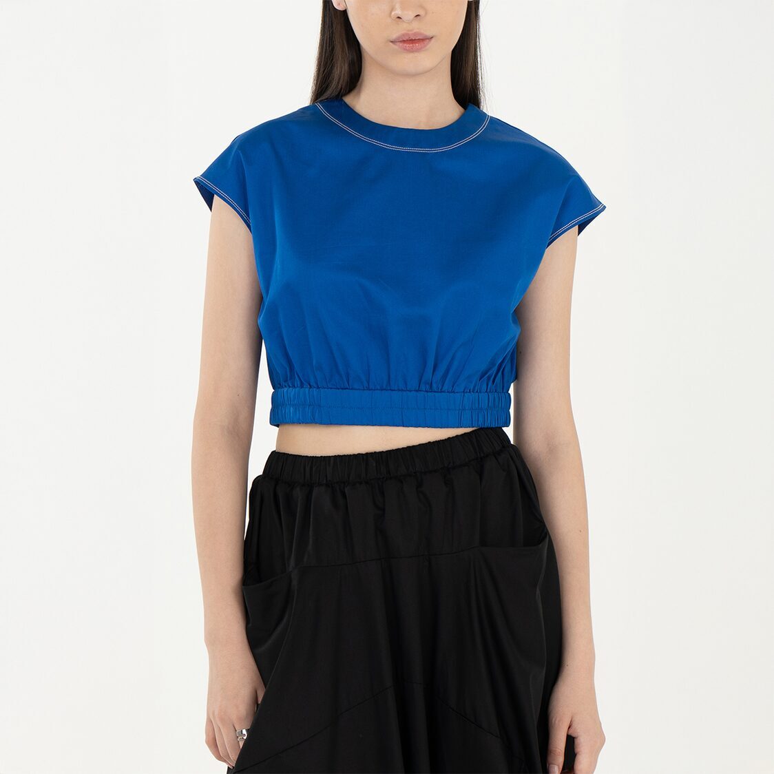 K/Woods Stain Repellent Cropped Top In Blue - Metro Singapore Departmental Store - Celebrating 69 Years in SG