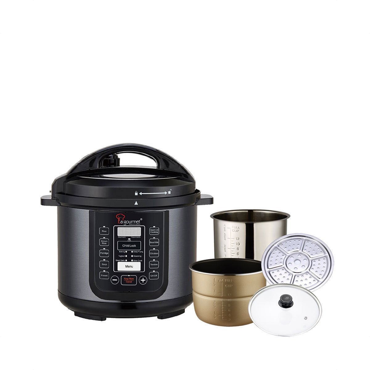 La Gourmet 5l Multifunction Pressure Cooker Set (LGSNOI434104) + Free Shogun Flame 24cm Crepe Pan (Worth $49.90) (LGSNFE410153) - Metro Singapore Departmental Store - Celebrating 69 Years in SG
