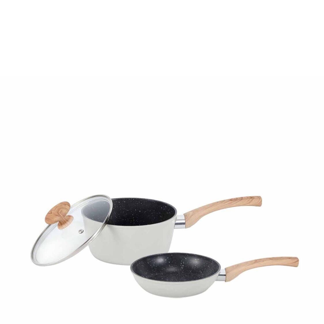 La Gourmet Shogun Okinawa Dusky Marble 18cm Saucepan + 18cm Frypan Set LGSNDY424181 - Metro Singapore Departmental Store - Celebrating 69 Years in SG
