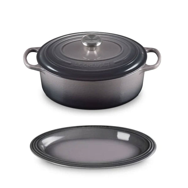 Le Creuset Bundle French Oven + Plate (Flint) - Metro Singapore Departmental Store - Celebrating 69 Years in SG