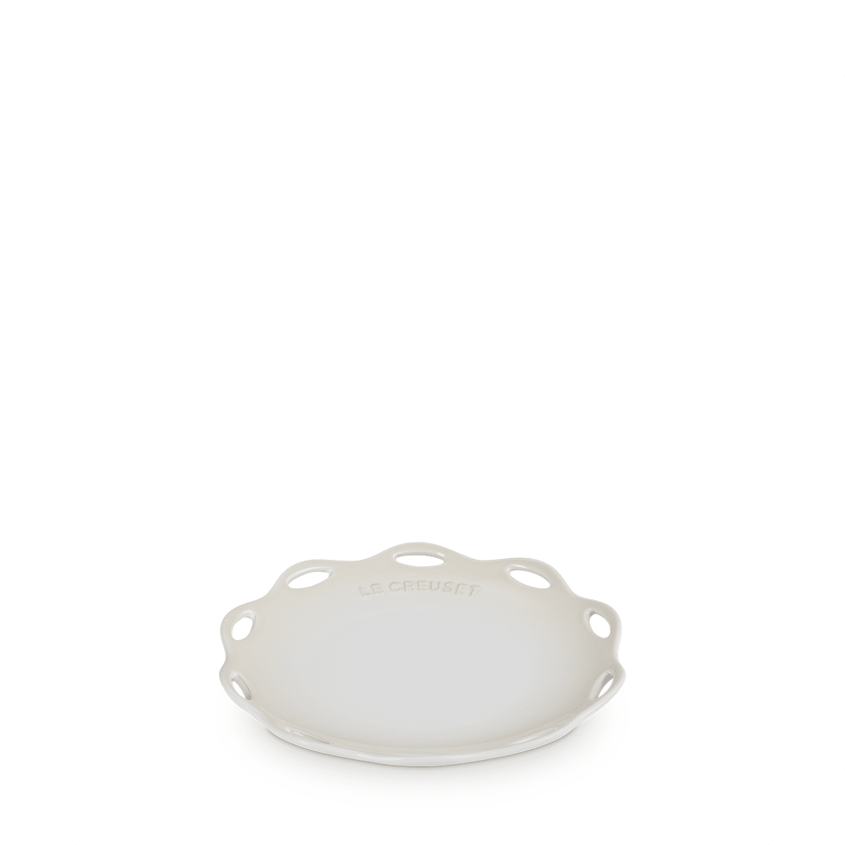 Le Creuset Fleur Lace 19cm Round Plate Meringue - High Grade Type A - Metro Singapore Departmental Store - Celebrating 69 Years in SG