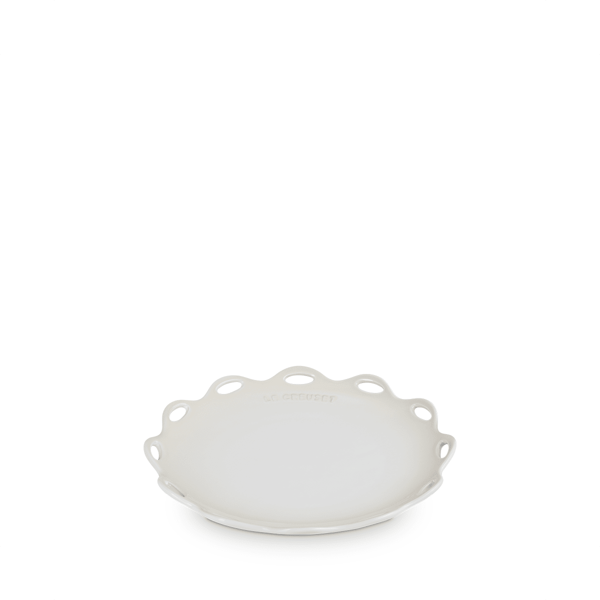 Le Creuset Fleur Lace 25cm Round Plate Meringue - High Grade Type A - Metro Singapore Departmental Store - Celebrating 69 Years in SG