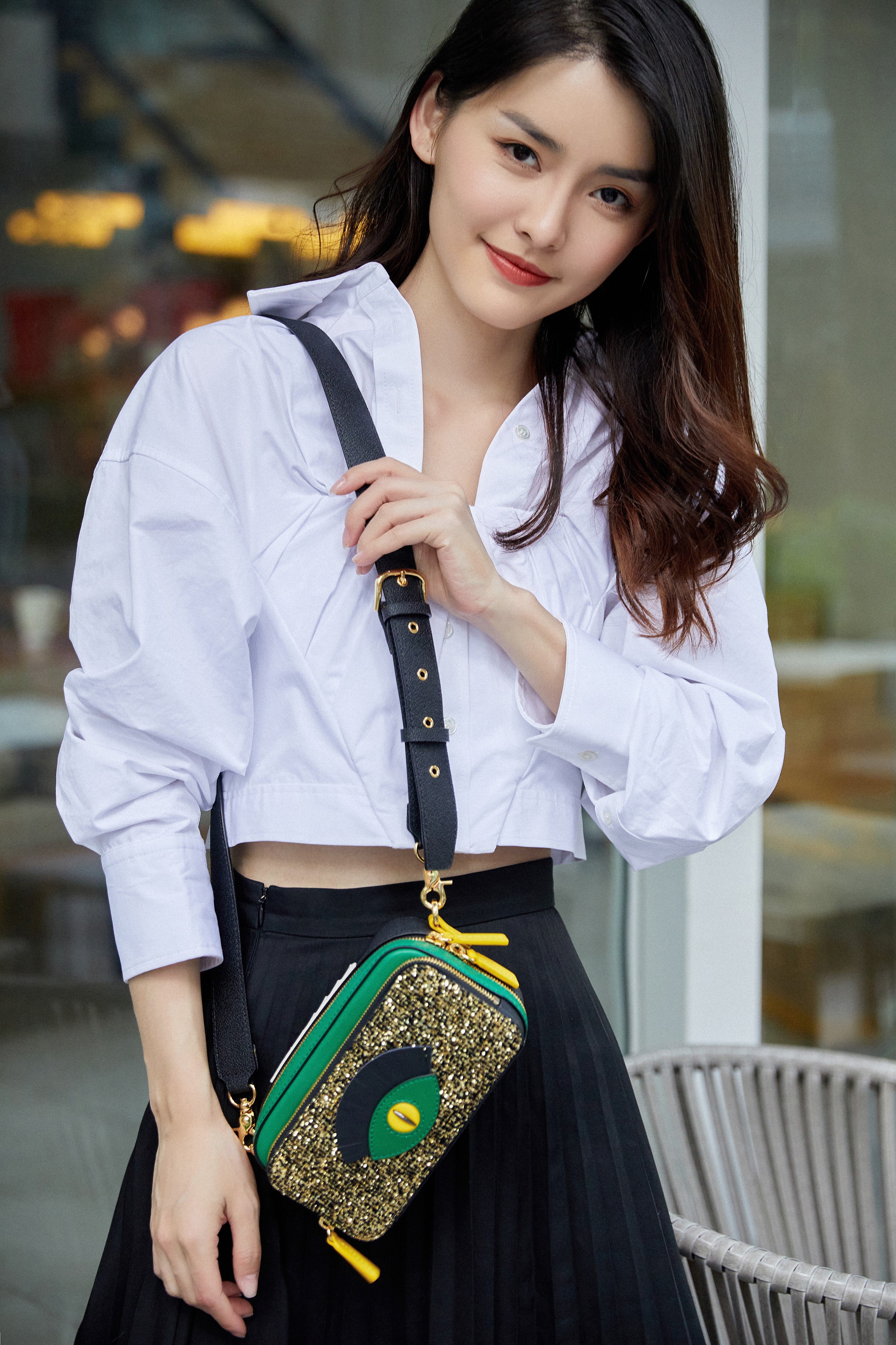 Fion Minions Jacquard with Leather Top Handle Handbag - FAAFIMV004BLKYLWZZ