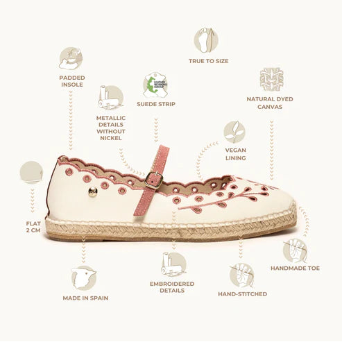 Alhamas Campanilla Plano Lonabordada Maryjane Flat - Pink Granate