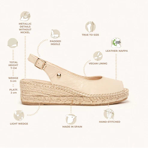 Alhamas Clavel Cuna Baja Napa Peeptoe Sling Back Platform