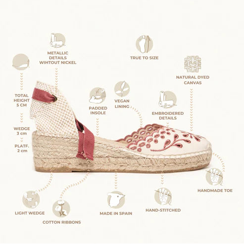 Alhamas Romero Cuna Baja Lona Bordada Wedge